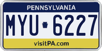 PA license plate MYU6227