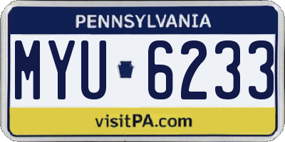 PA license plate MYU6233