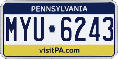 PA license plate MYU6243