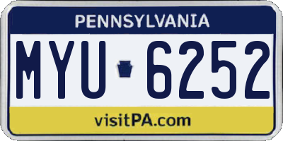 PA license plate MYU6252