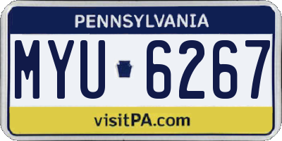 PA license plate MYU6267