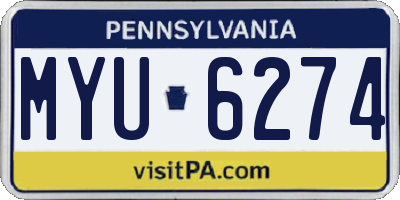 PA license plate MYU6274