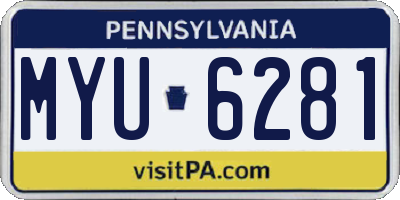 PA license plate MYU6281