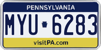 PA license plate MYU6283