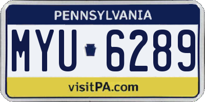 PA license plate MYU6289