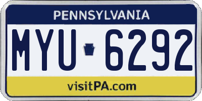 PA license plate MYU6292