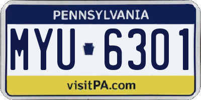 PA license plate MYU6301