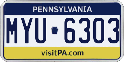 PA license plate MYU6303