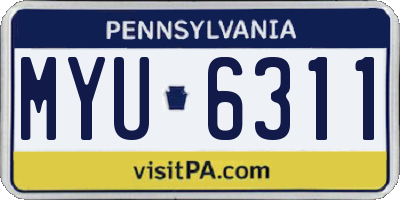 PA license plate MYU6311