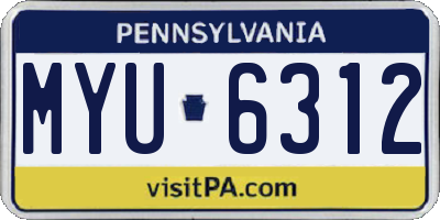 PA license plate MYU6312