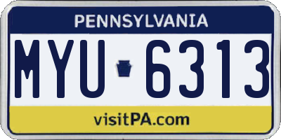 PA license plate MYU6313