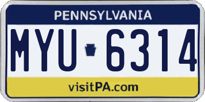 PA license plate MYU6314