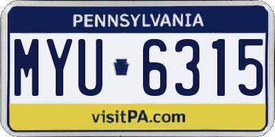 PA license plate MYU6315