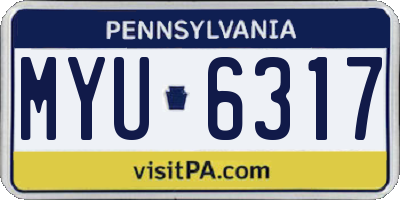 PA license plate MYU6317
