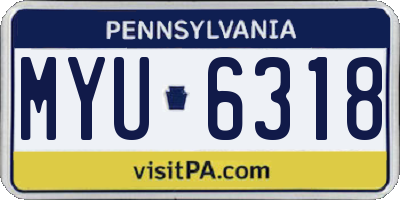 PA license plate MYU6318