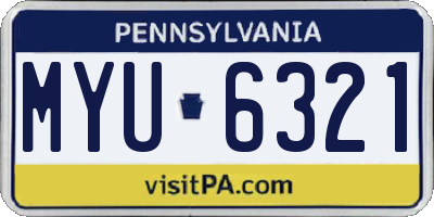 PA license plate MYU6321