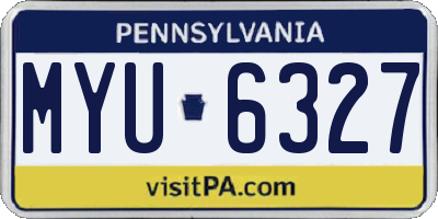PA license plate MYU6327