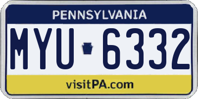 PA license plate MYU6332