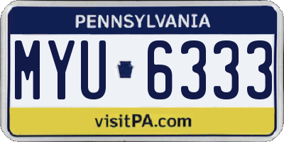 PA license plate MYU6333