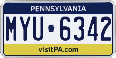 PA license plate MYU6342
