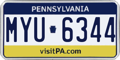 PA license plate MYU6344