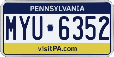 PA license plate MYU6352