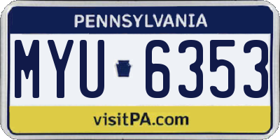 PA license plate MYU6353