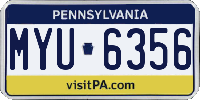 PA license plate MYU6356