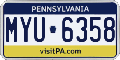 PA license plate MYU6358