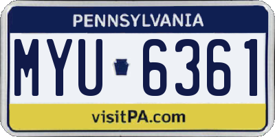 PA license plate MYU6361