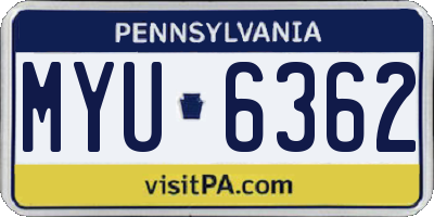 PA license plate MYU6362
