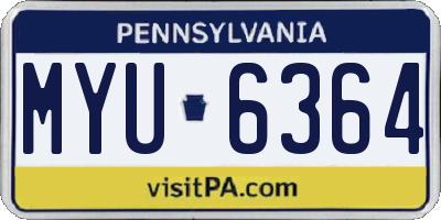 PA license plate MYU6364