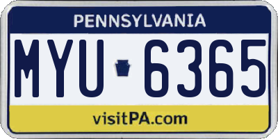 PA license plate MYU6365