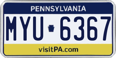 PA license plate MYU6367