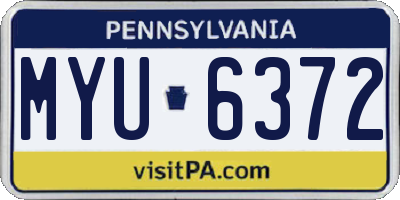 PA license plate MYU6372