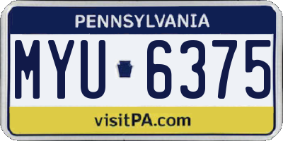 PA license plate MYU6375