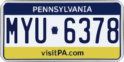 PA license plate MYU6378