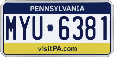 PA license plate MYU6381