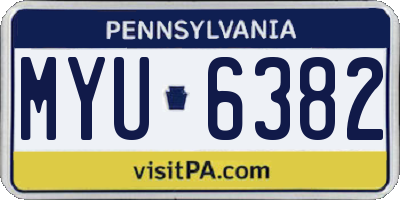 PA license plate MYU6382