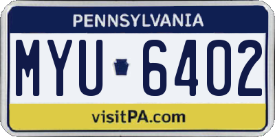 PA license plate MYU6402