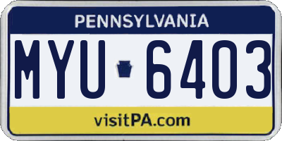 PA license plate MYU6403