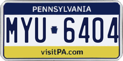 PA license plate MYU6404