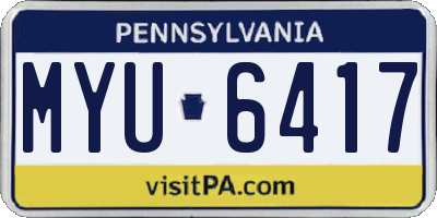 PA license plate MYU6417