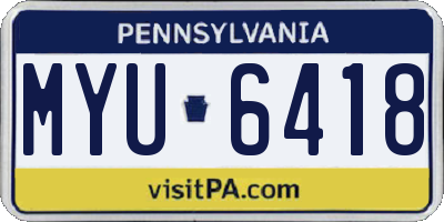 PA license plate MYU6418