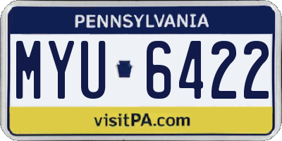 PA license plate MYU6422