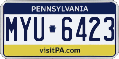 PA license plate MYU6423