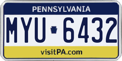 PA license plate MYU6432