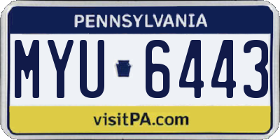 PA license plate MYU6443