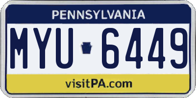 PA license plate MYU6449