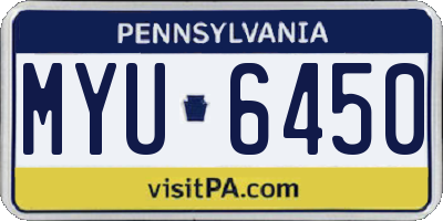 PA license plate MYU6450